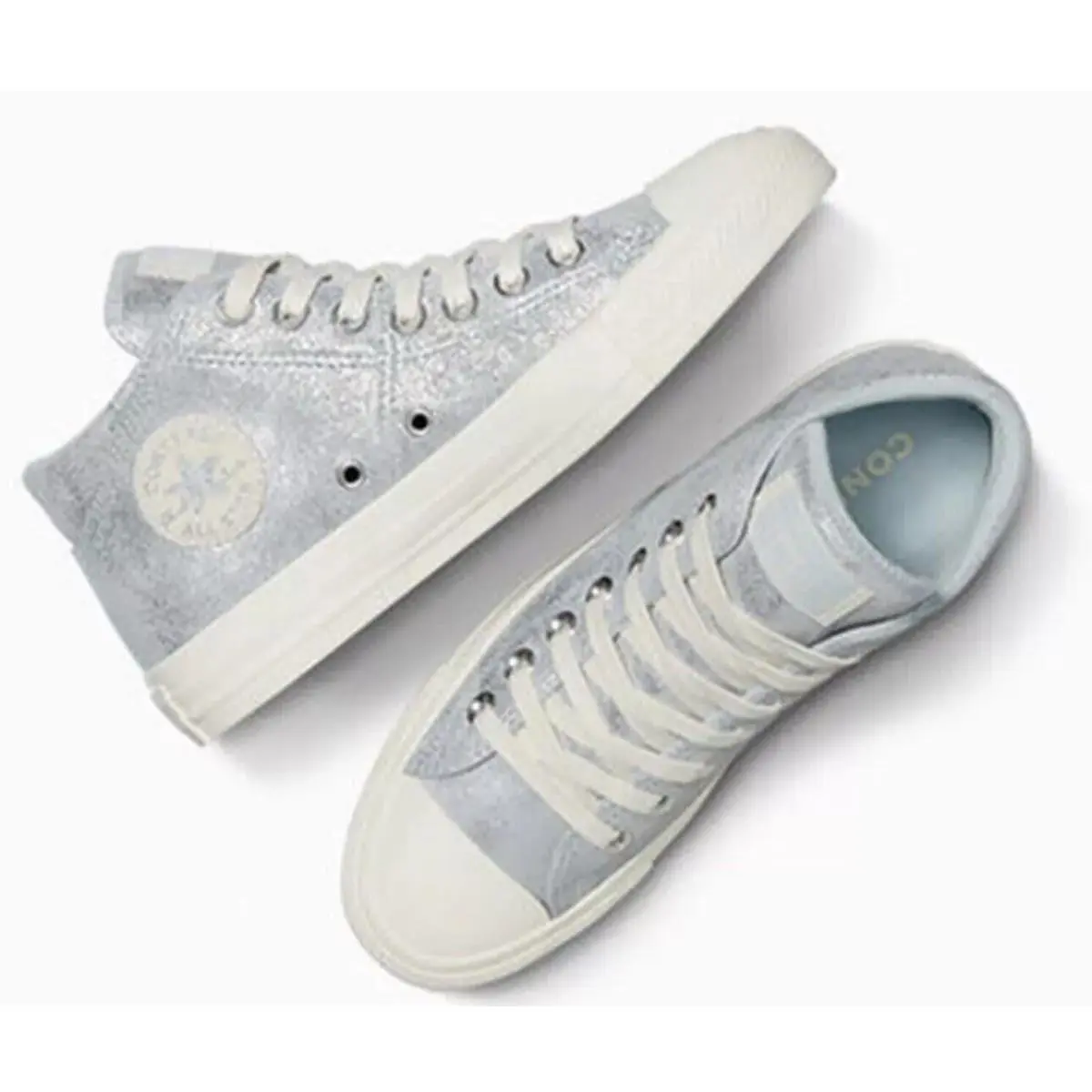 Converse Ctas Madison Mid Grey Winter Silver Glitter Sneaker Women´s 9.5 A12502C - Gray