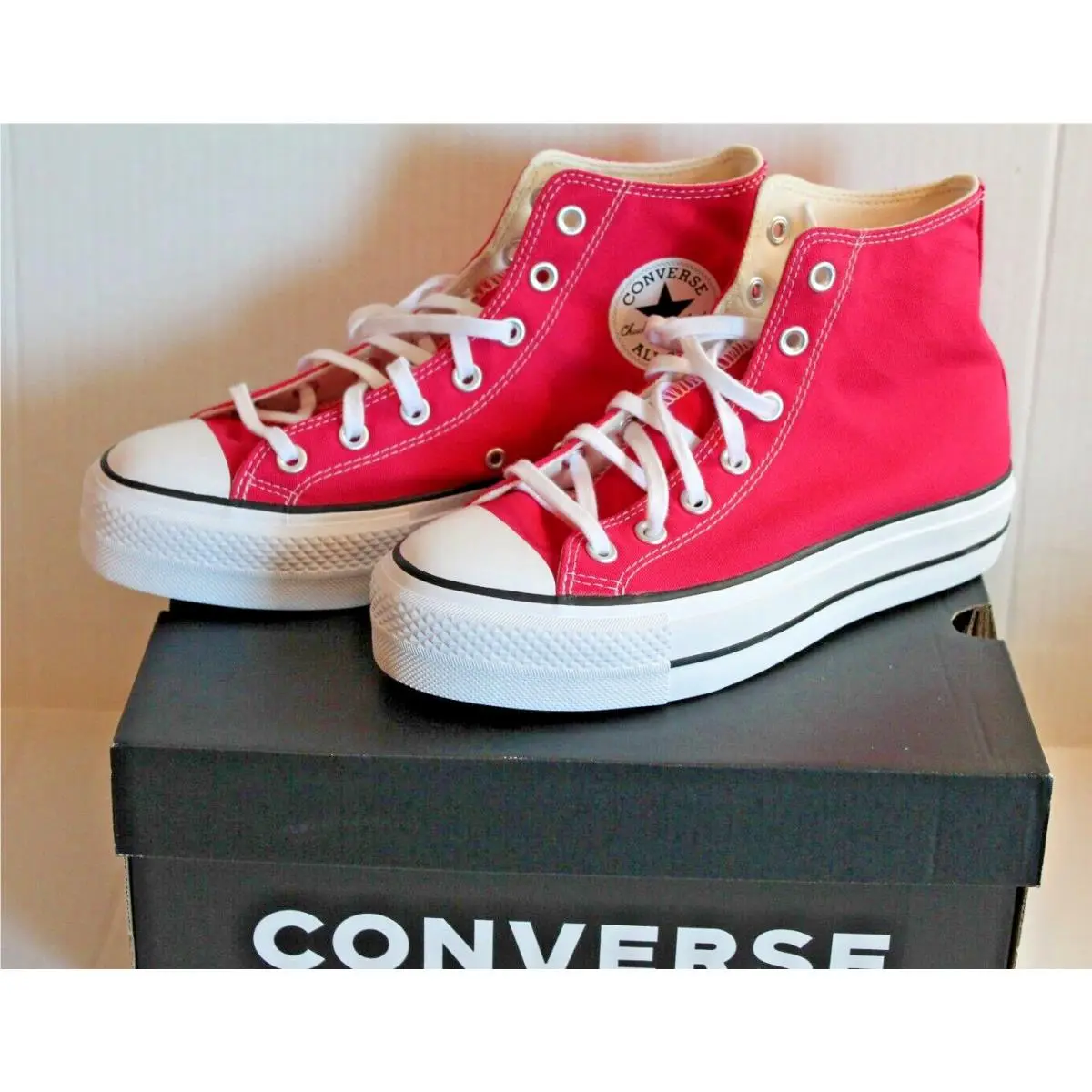 Converse A08288F Lift Platform High Top Cerise Pink Sneakers Shoes Women Size 8 - Pink