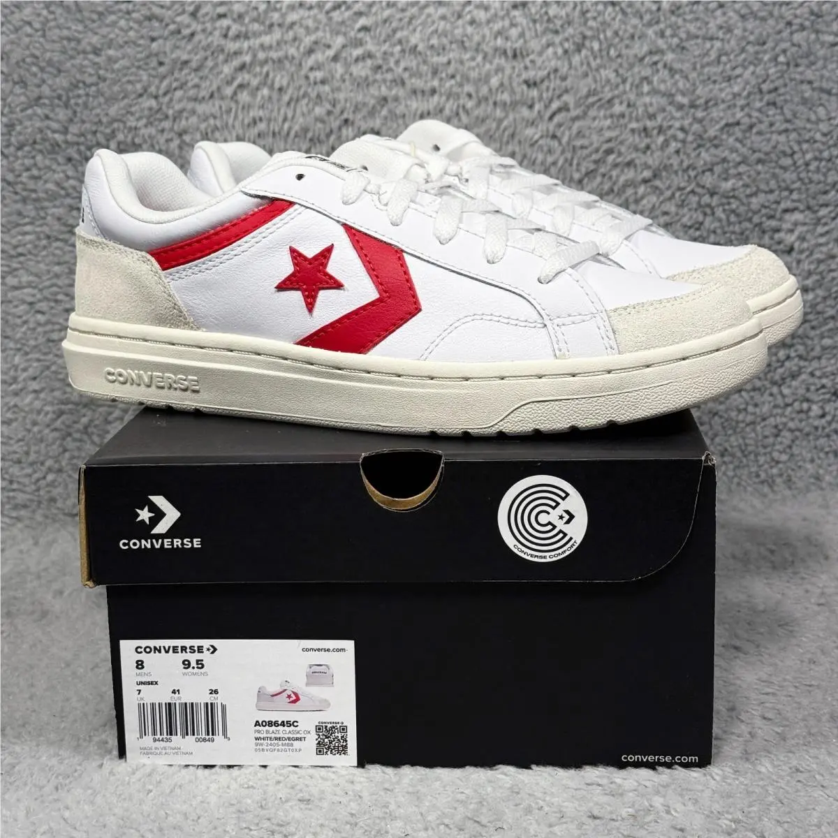 Converse Pro Blaze Classic OX Low Retro `90s Mens Size 8 Sneaker Shoes White Red