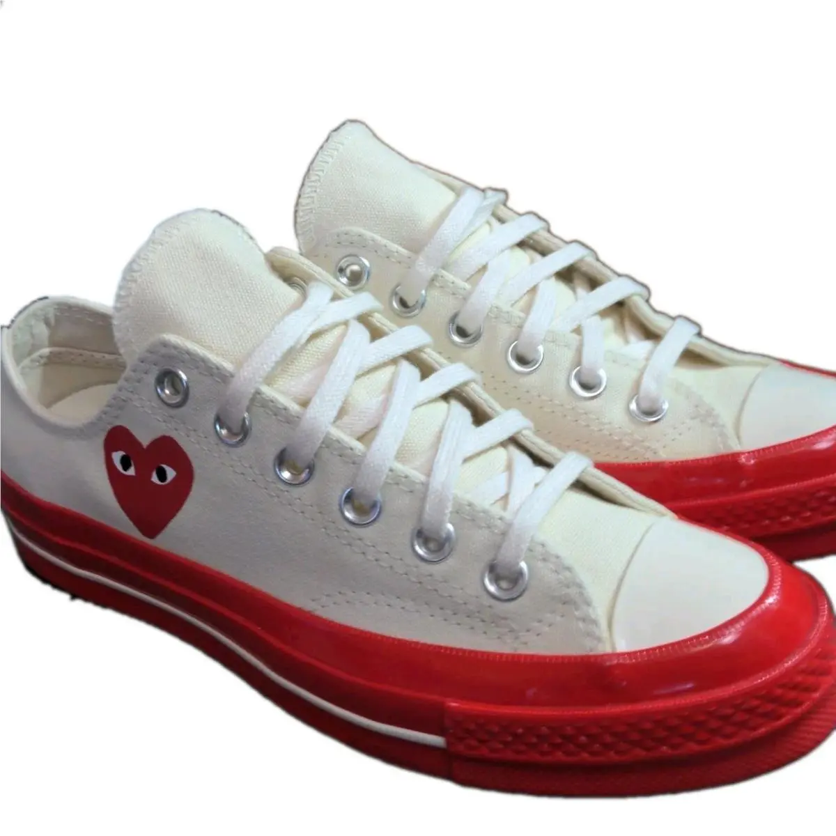 x Comme Des Garcons Play Chuck 70 Low Pristine Red Sole Him 5.5 Her 7.5 by Converse