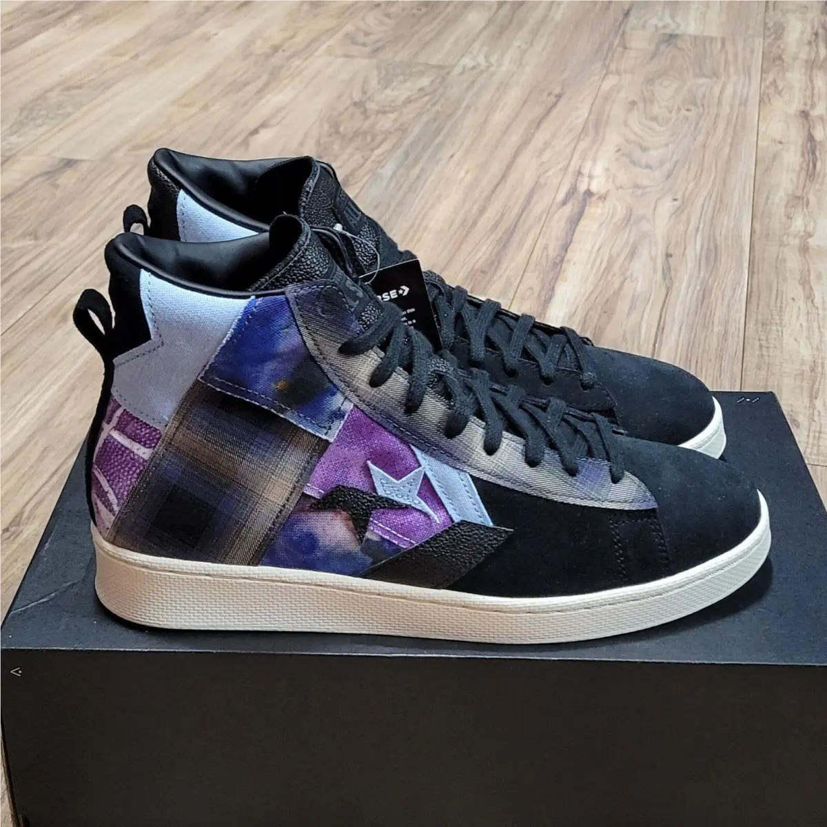 Pro Leather Hi Mens Size 10 Suede Black Purple Shoes by Converse