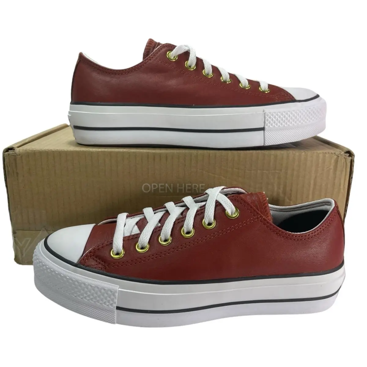 Converse by You Chuck Taylor Platform Lift Leather Brown Women`s Sneaker Size 8