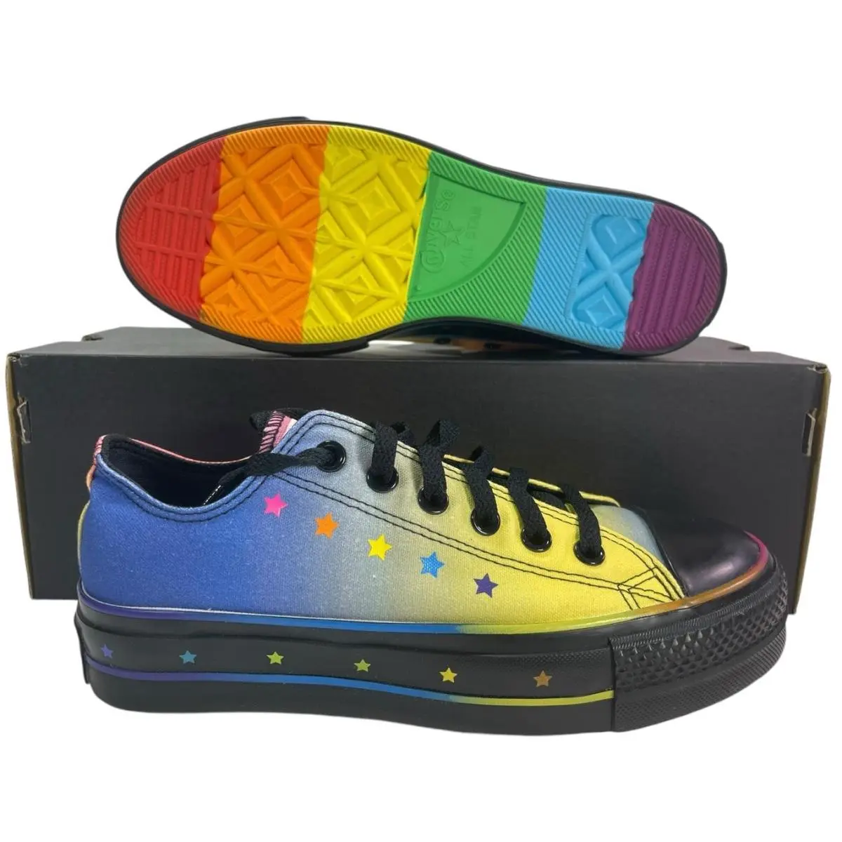 by You Chuck Taylor Platform Lift Pride Black Sneaker 6 Men 8 Women by Converse