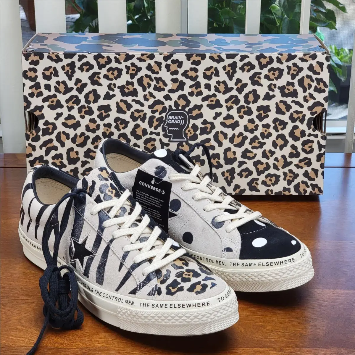 Converse X Brain Dead One Star Ox Leather 163167C Egret/black/white Sze 11 Men`s