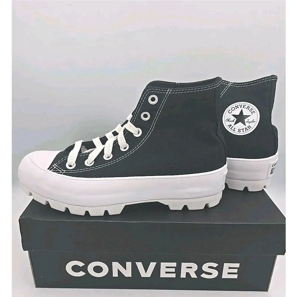 Converse Chuck Taylor Sneakers Star Lugged High Black White Platform W 7