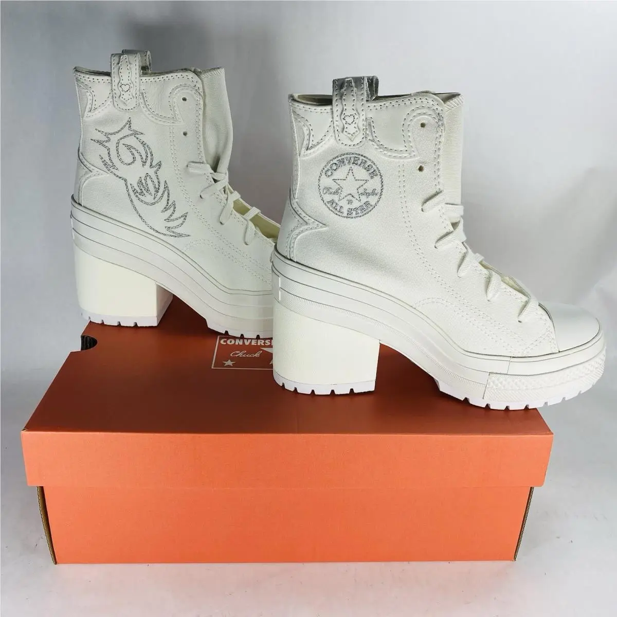 Women 7 Converse Chuck 70 De Luxe Heel Hi Platform A10335C “vintage White”