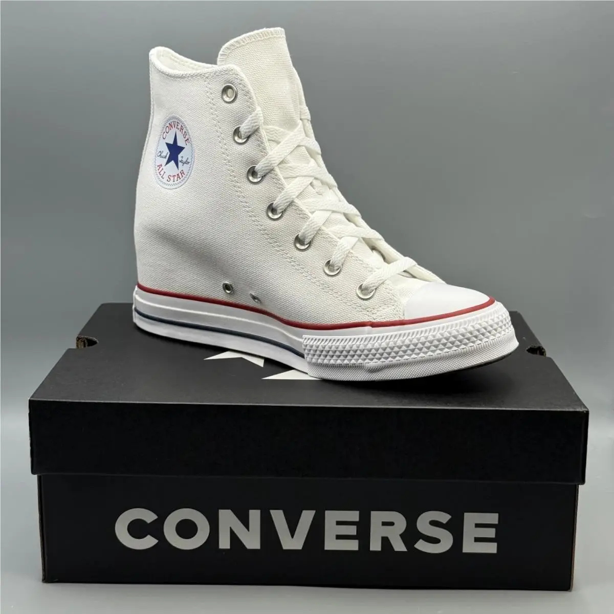 Converse Women`s 10.5 Sneakers Hidden Wedge Hi Top White A11908C