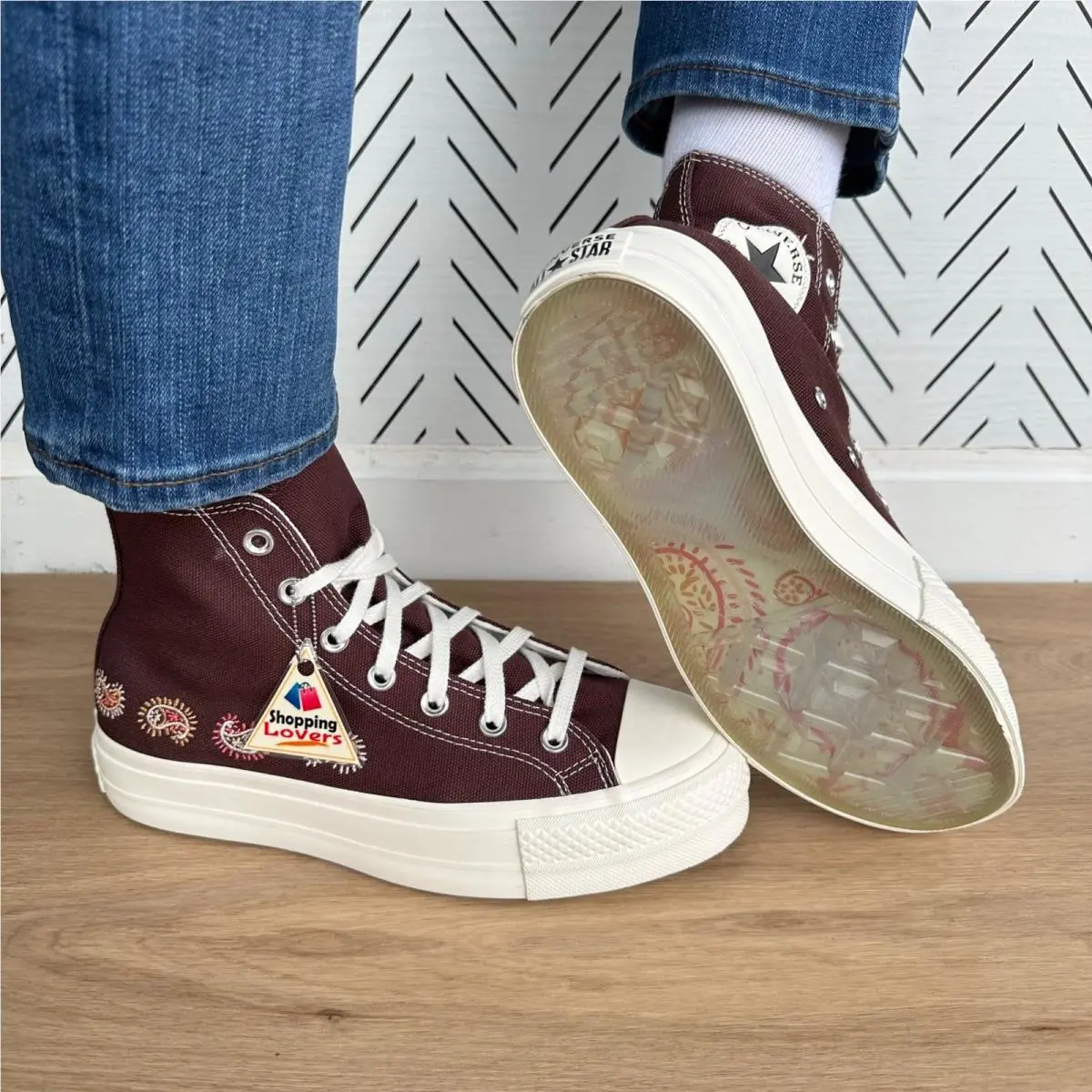 ⭐converse Chuck Taylor Lift Platform Embroidered Sz 6 Womens Shoes Brown A08174C