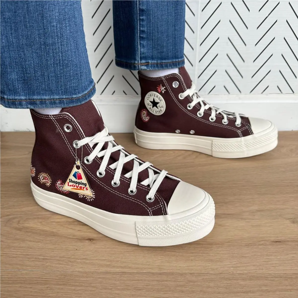 ⭐converse Chuck Taylor Lift Platform Embroidered Sz 6 Womens Shoes Brown A08174C