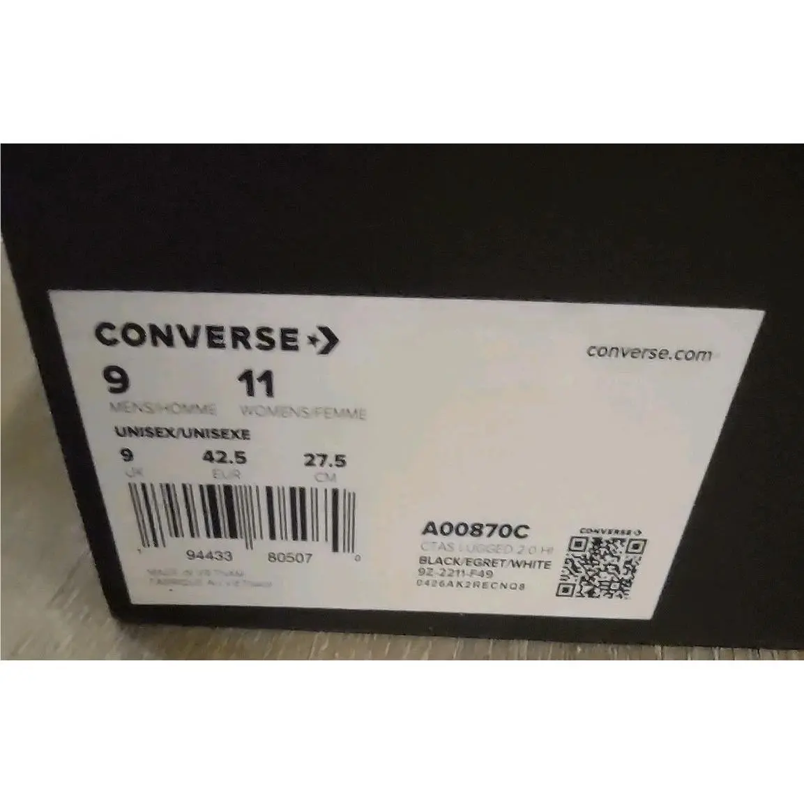 Converse shoes - Converse Hi Top - Top - A00870C - Black/White/Gray 5