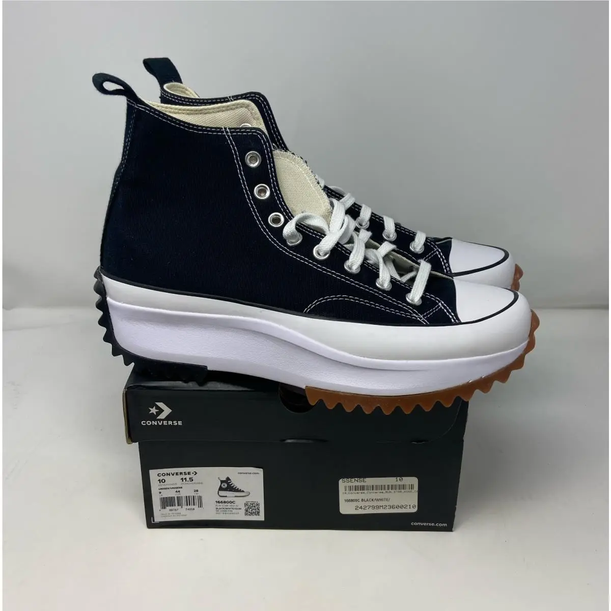 Converse Run Star Hike Hi Canvas Platform Black/white/gum Men’s 10 166800C