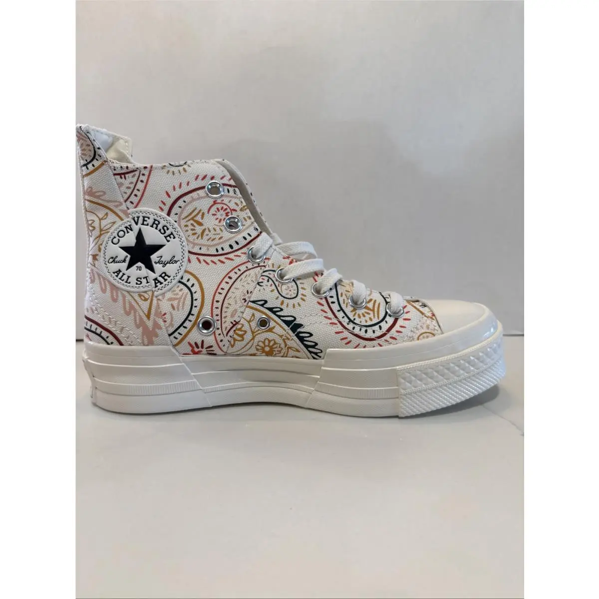 ⭐converse Chuck 70 Plus Hi 8.5 Women Shoes Beige Floral Paisley Sneakers A08172C