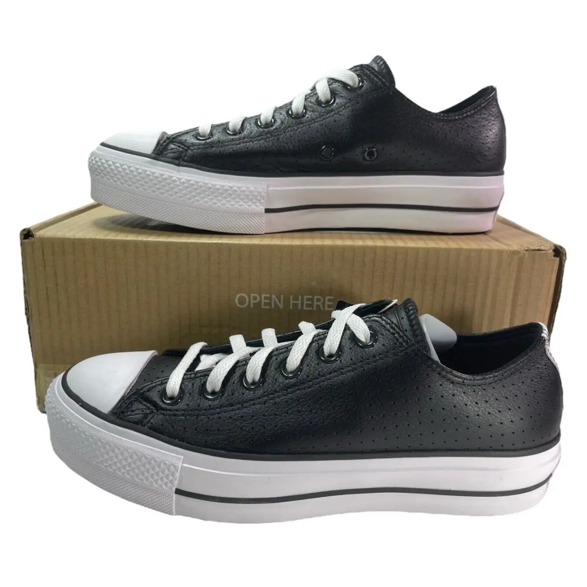 Converse by You Chuck Taylor Platform Lift Ox Leather Black Women Shoe Size 9.5 - Black