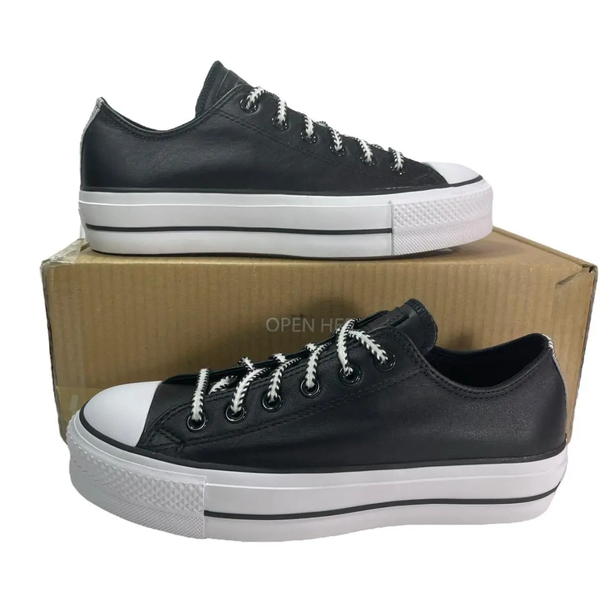 Converse by You Ctas Platform Lift Ox Leather Black Shoe Women`s 8.5 - Black