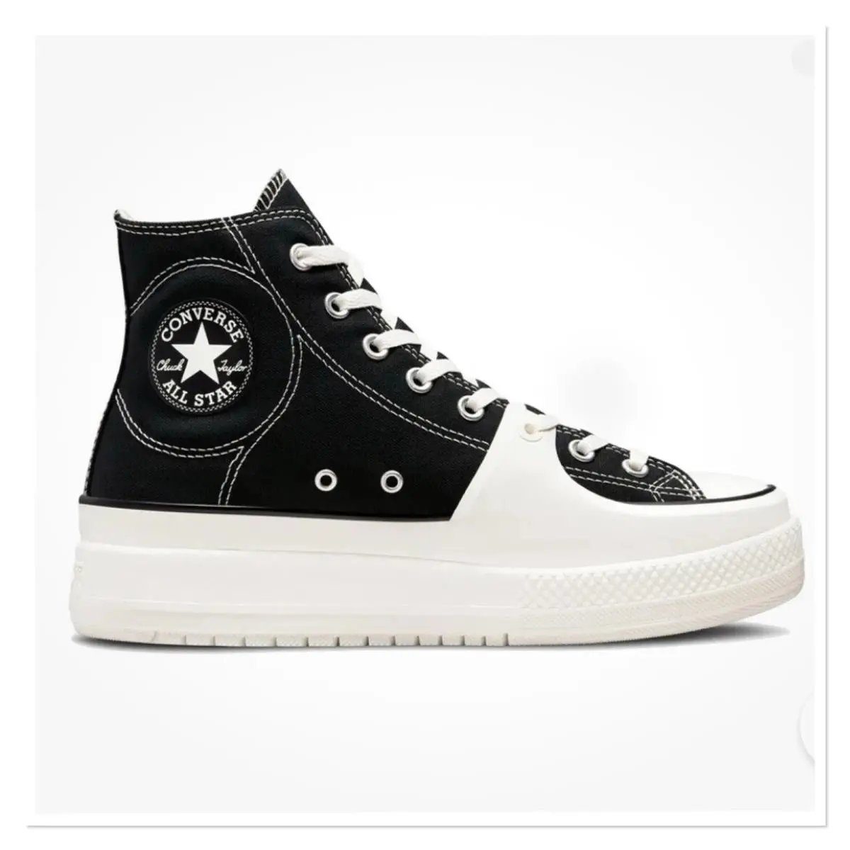 Converse Ctas Construct HI Womens Size 5.5 Cyber Black/white Shoes A05094C - Black
