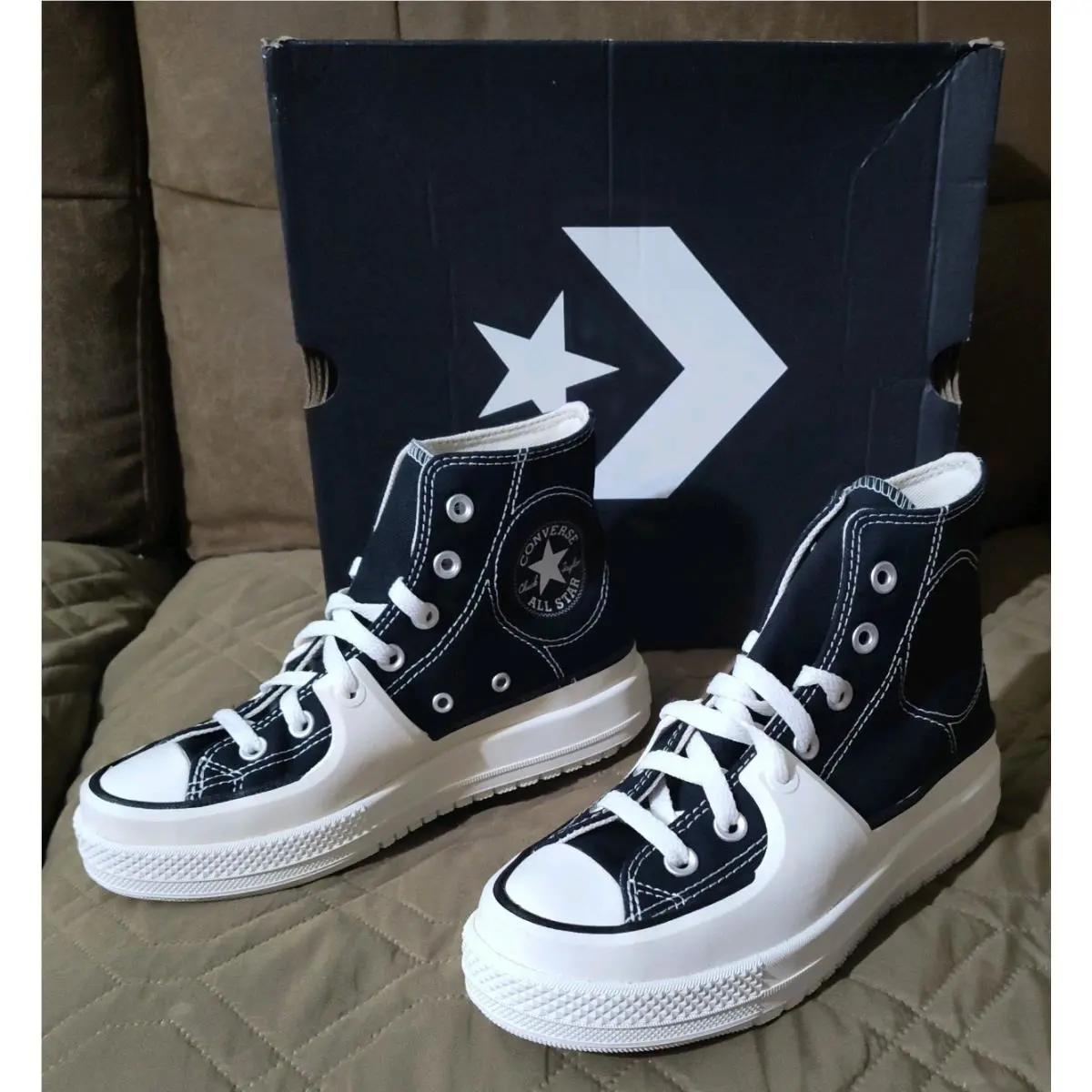 Converse Unisex Sz M4.5/W6 Chuck Taylor All Star Construct High Black/white A05094C - Black
