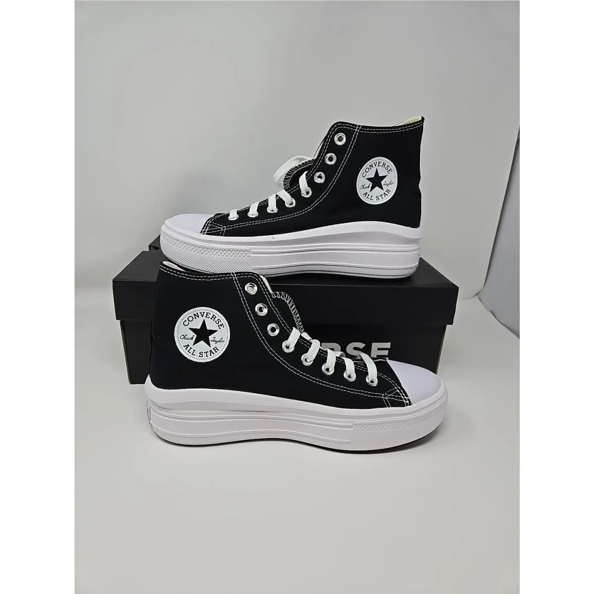 Converse Chuck Taylor All Star Move Hi Platform Black White Women`s Size 9.5