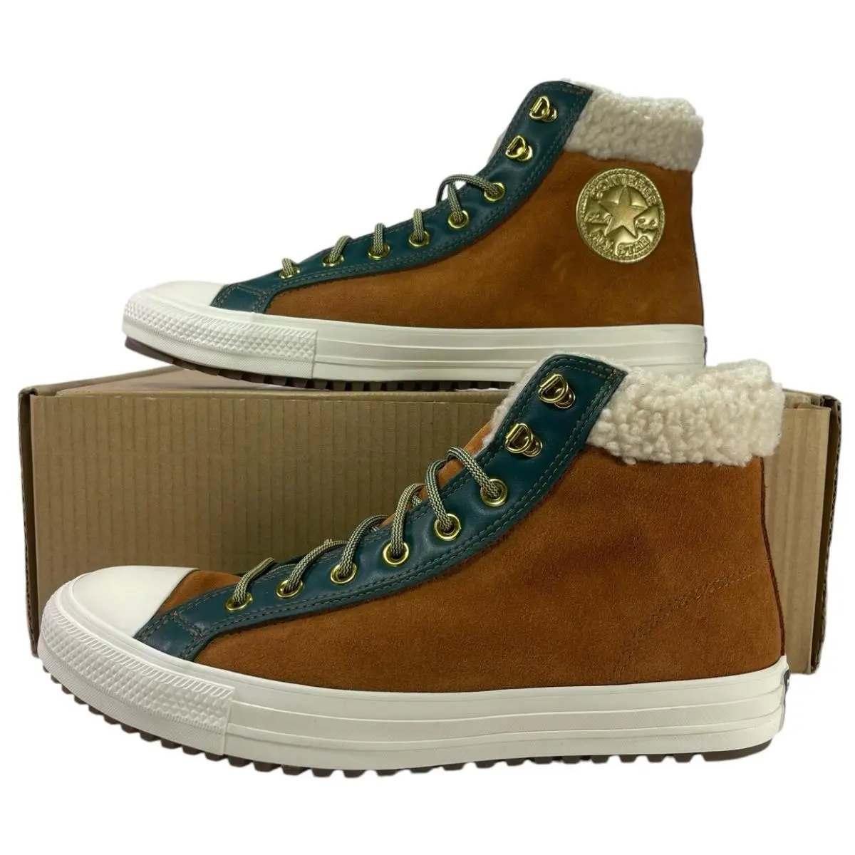 Converse by You Ctas PC Boot Sneaker Suede Sherpa Brown Green Men`s Size 11