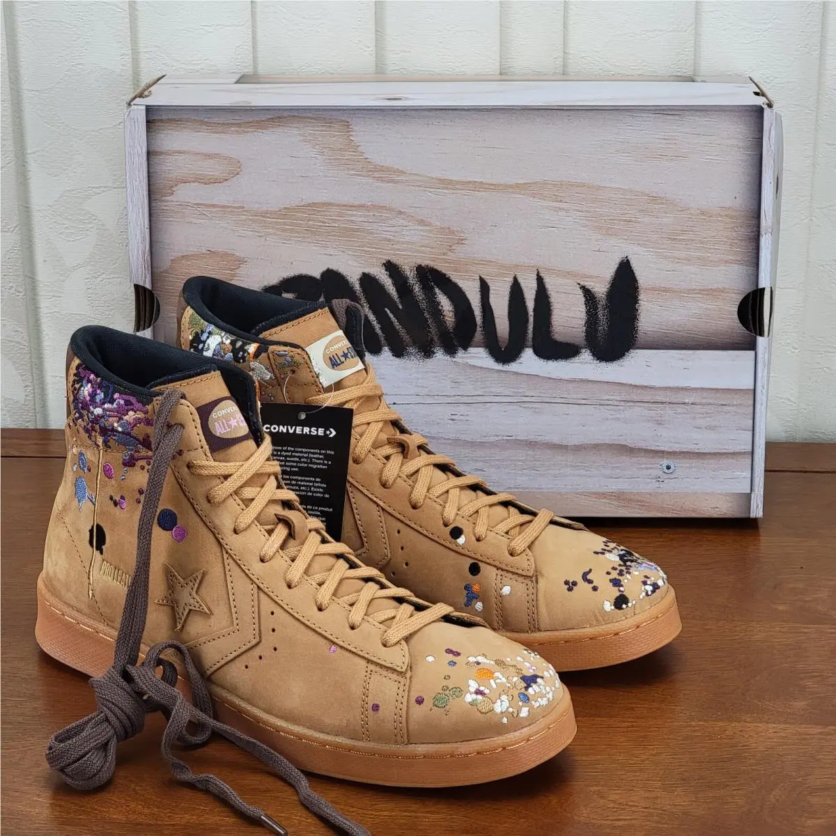 X Bandulu Pro Leather Mid Paint Splatter 169908C Size 10 Men`s by Converse