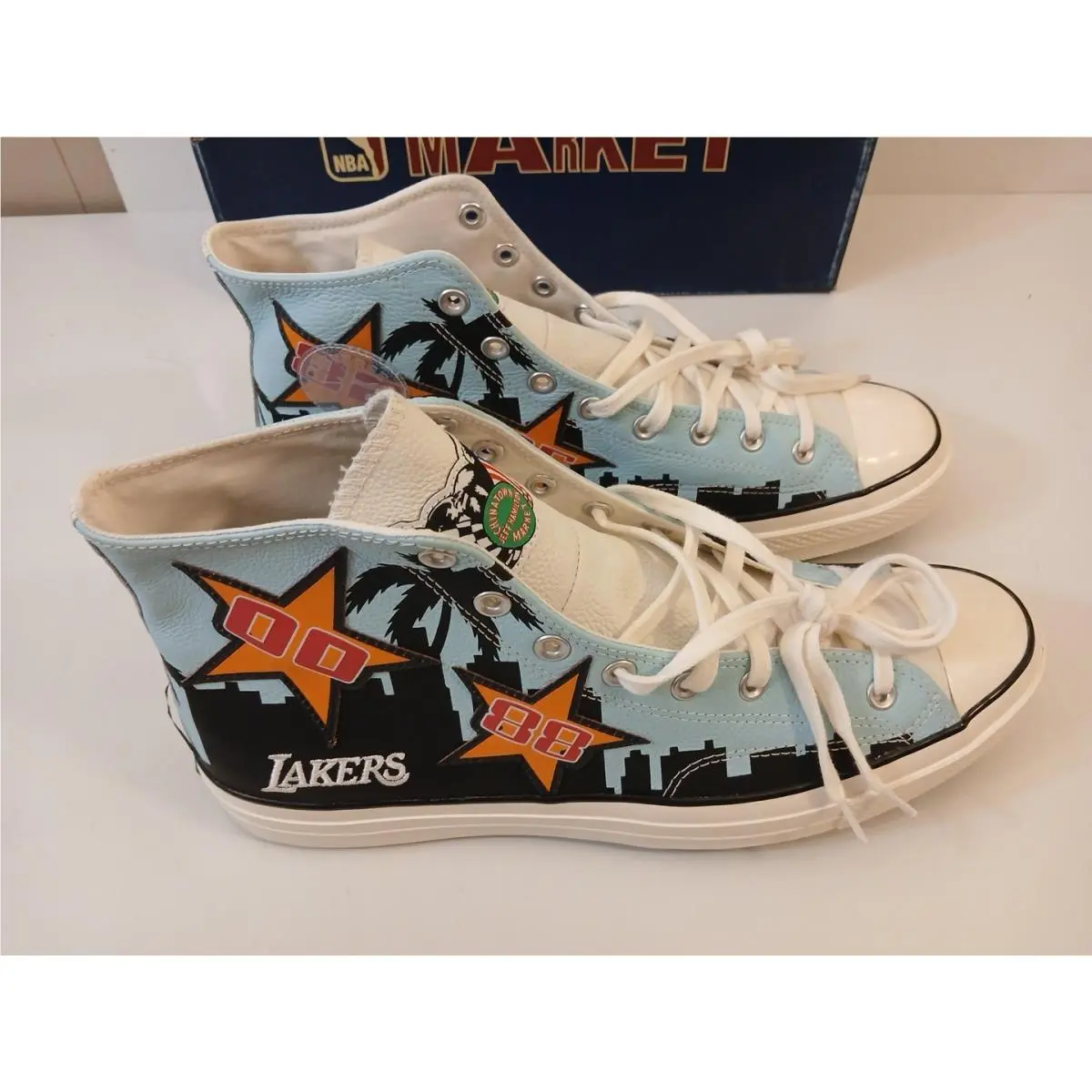 Converse All Star 70 Hi Chuck Taylor Lakers 3 in A Row M`s 14 W`s 16 Sneakers - Poolside Blue / Black / White
