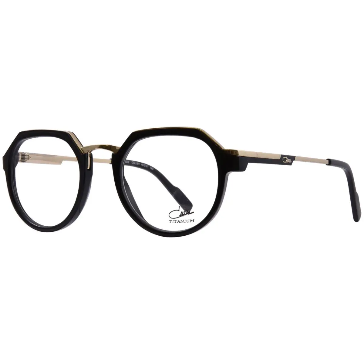 Cazal 6029 001 Titanium Eyeglasses Frame Black/gold Full Rim Round Shape 48mm