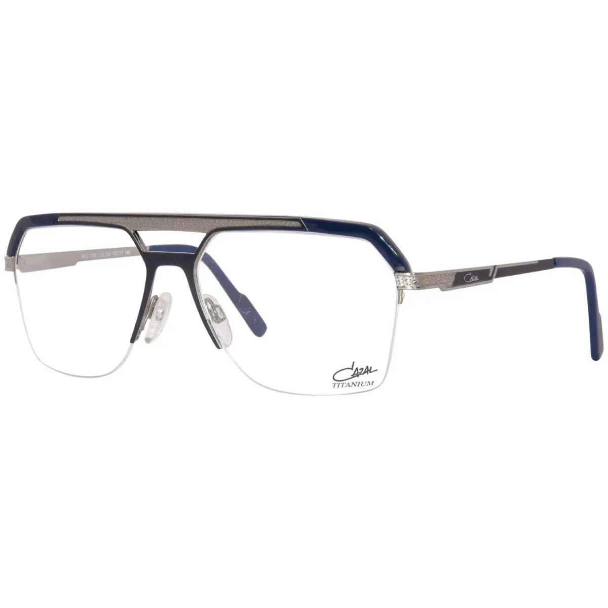 Cazal 7086 003 Eyeglasses Men`s Blue/silver Half Rim Pilot Optical Frame 60-mm