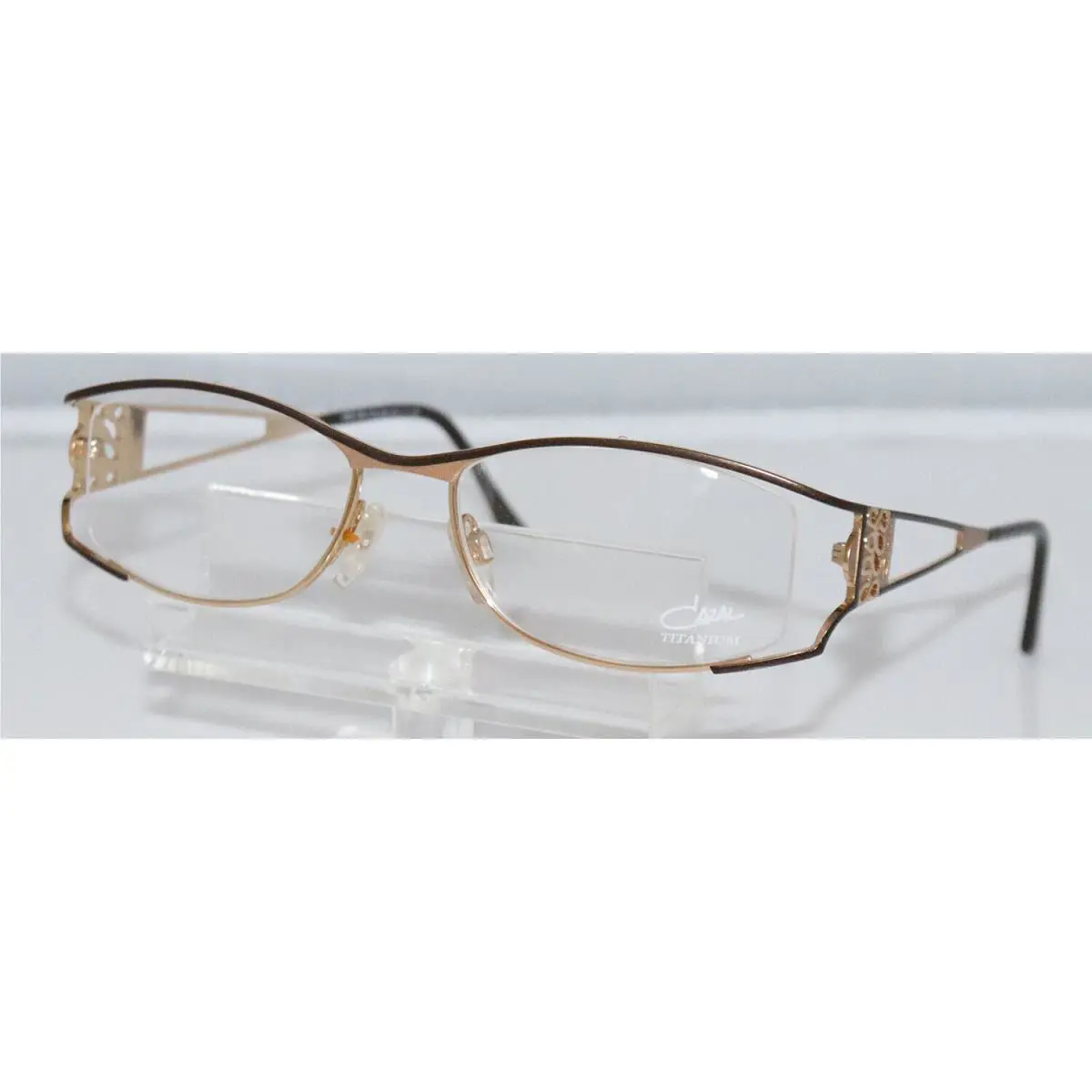 Women`s Cazal 1033 004 Brown Gold Titanium Eyeglasses 52-17-130