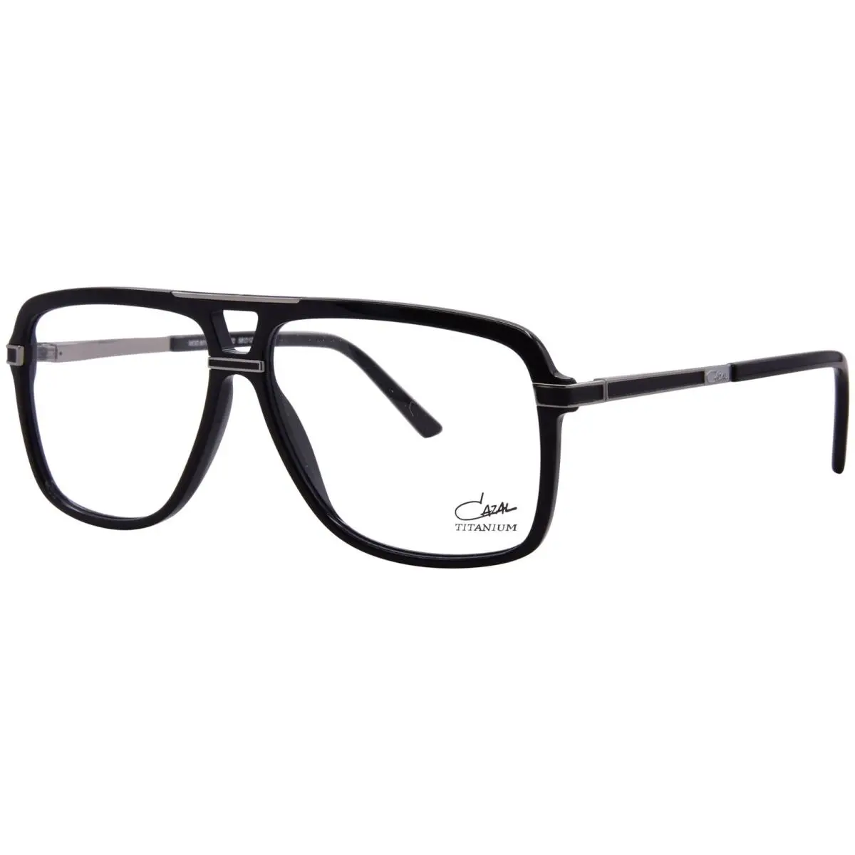 6018 002 Eyeglasses Frame Men`s Black/silver Full Rim Pilot Style 58mm by Cazal