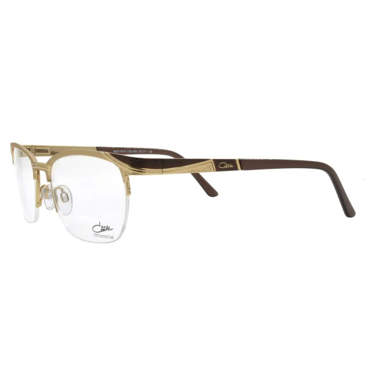 Cazal Women`s Eyeglasses Gd/mocha Metal Rectangular Half Rim Frame 4274 C002