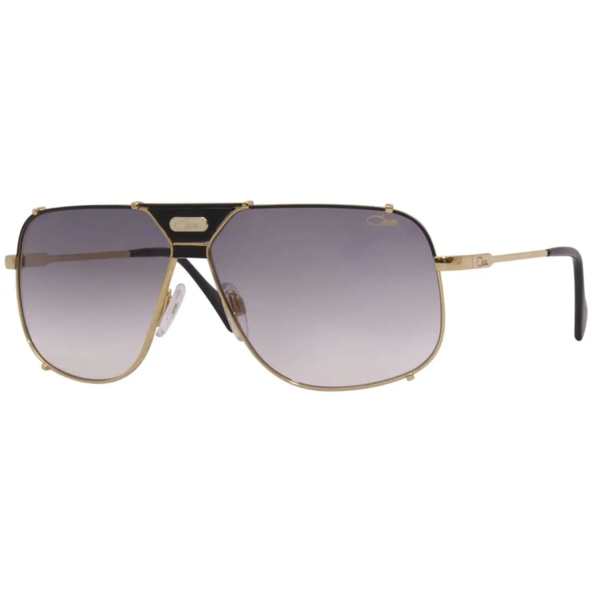 Cazal 994 001 Sunglasses Men`s Black-gold/grey Gradient Lenses Pilot Shape 63mm