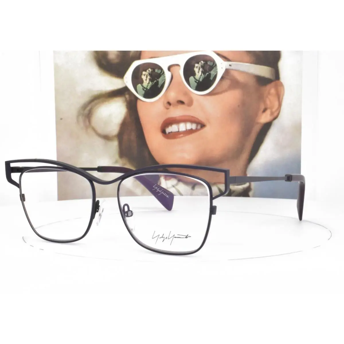 Eyeglasses Satin Black Cat Eye Titanium 51-16-145 3019 701 by Yohji Yamamoto