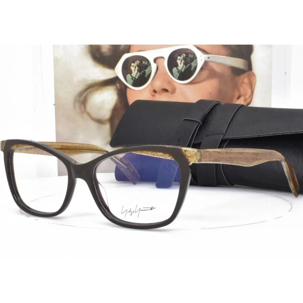 Yohji Yamamoto Eyeglasses Brown Gold Particle Cat Eye 54-16-145 1033 180