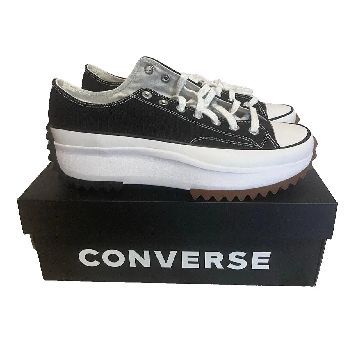 Converse Run Star Hike Mens 9.5 Womens 11 Black/white Platform Low Top Shoes