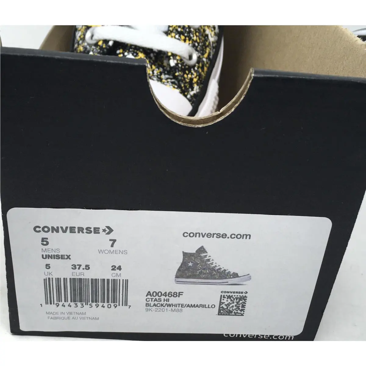 Converse shoes - Converse Chuck Taylor All Star Hi - Black/White/Amarillo, Manufacturer: Black/White/Amarillo 8