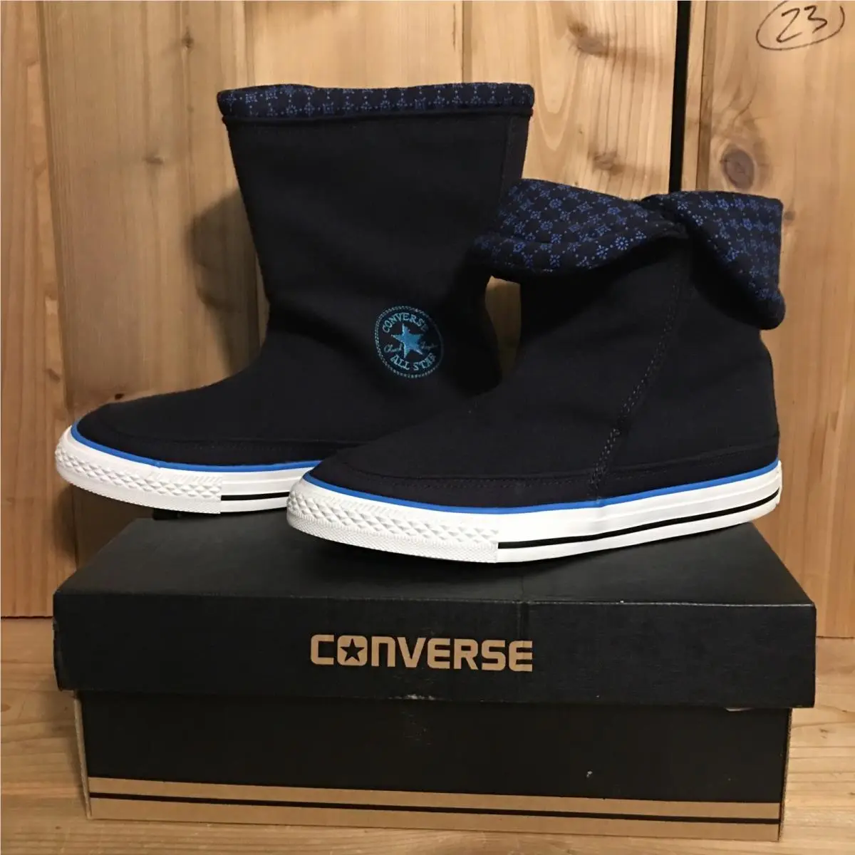 Converse Chuck Taylor Wooly Mid Blue Roll Down Pull On Boots - Size 6 Rare