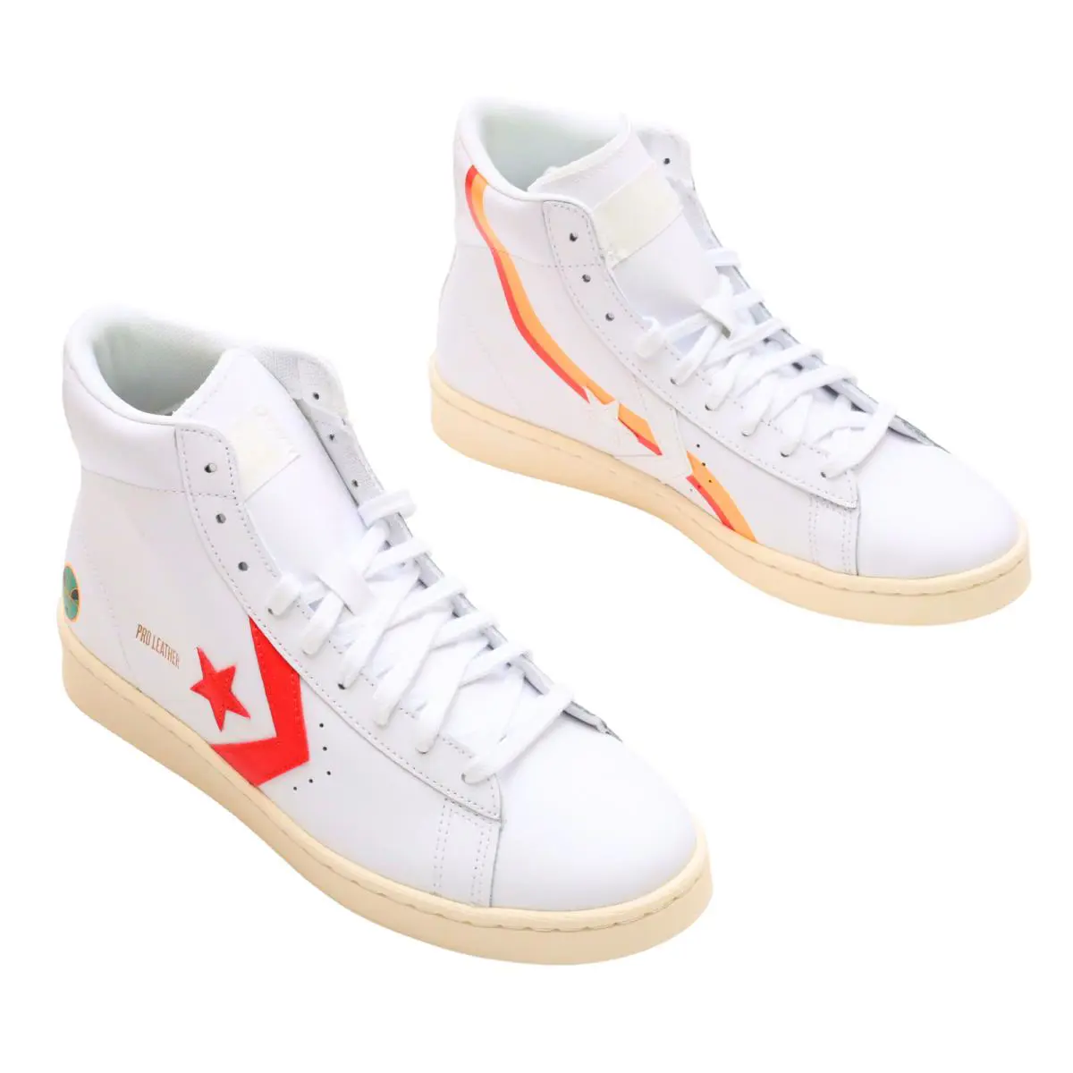 Size 7 Converse x Roswell Rayguns 271198C Pro Leather HI White Orange Seakers - White, Orange