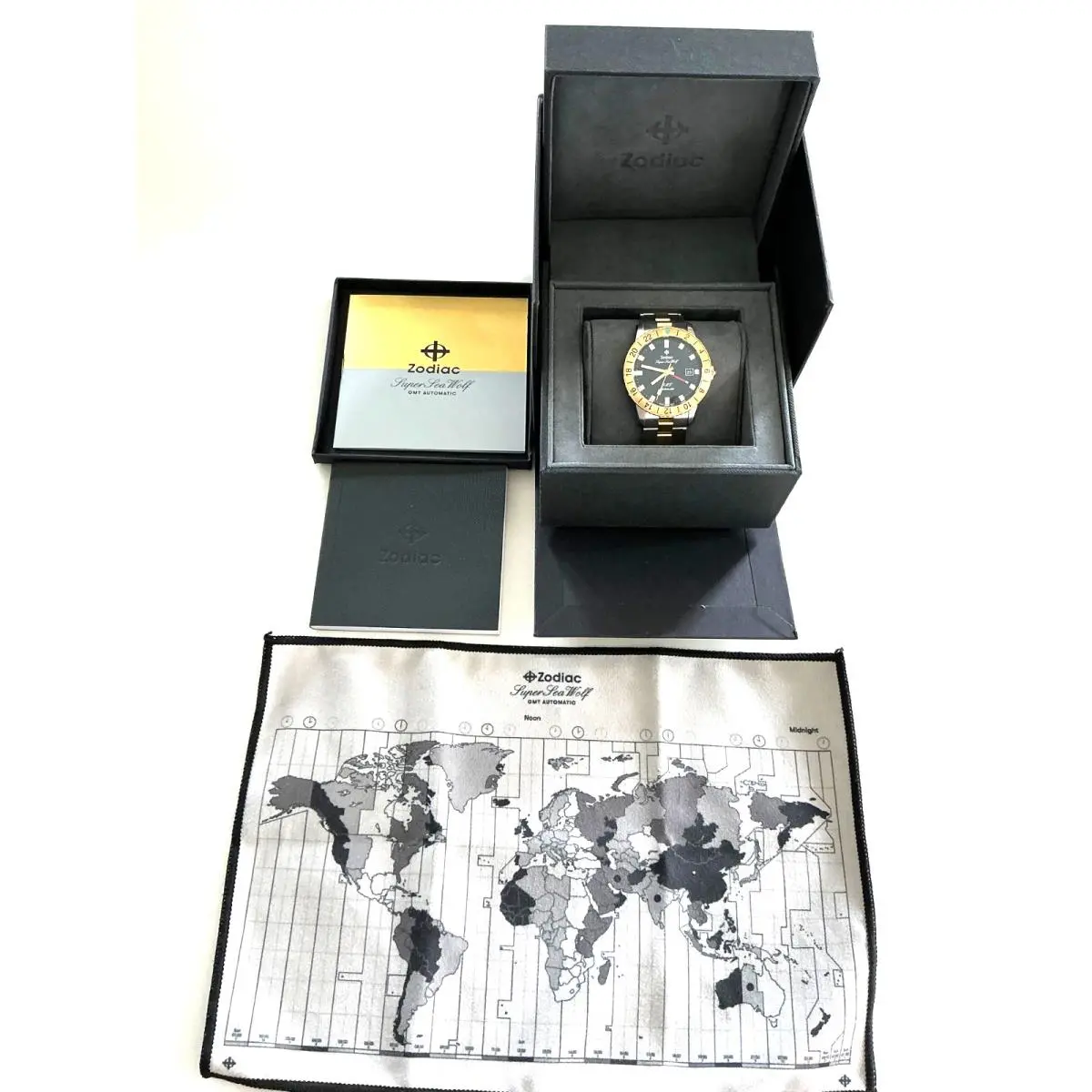 Zodiac Super Sea Wolf Automatic Dual Tone Gmt Men`s Watch ZO9406