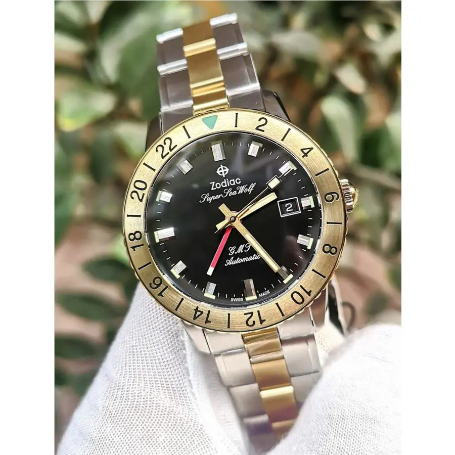 Zodiac Super Sea Wolf Automatic Dual Tone Gmt Men`s Watch ZO9406