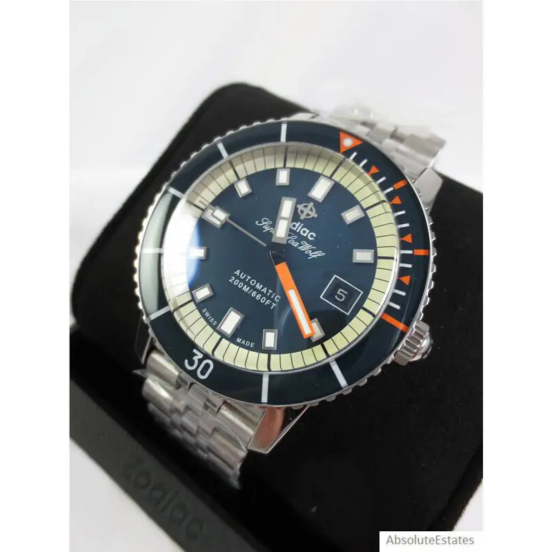 Super Sea Wolf 53 Compression Automatic Silver Blue Watch ZO9266 by Zodiac