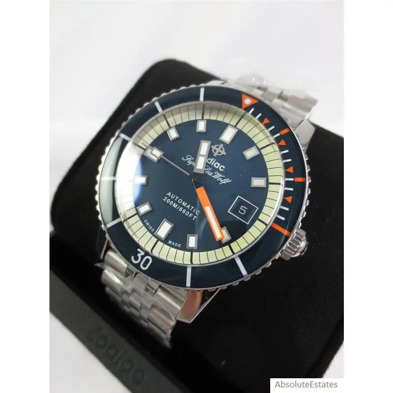 Zodiac Super Sea Wolf 53 Compression Automatic Silver Blue Watch ZO9266