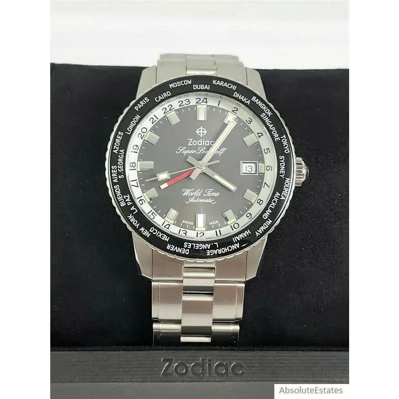 Swiss Made LE World Time Gmt Automatic Super Sea Wolf Watch ZO9409 by Zodiac