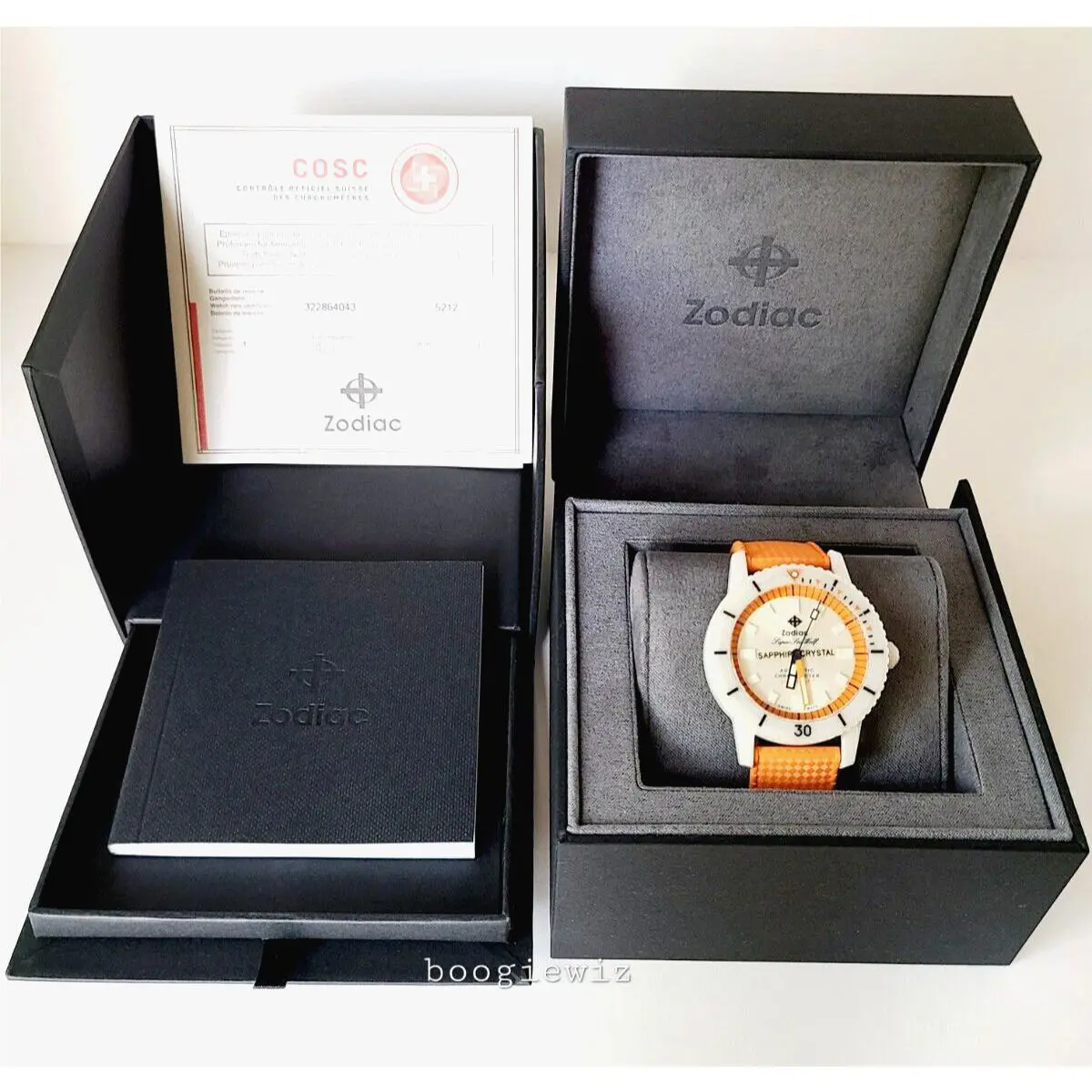 Zodiac Swiss Ceramic Super Sea Wolf Compression Auto Diver Watch 41mm ZO9591NIB