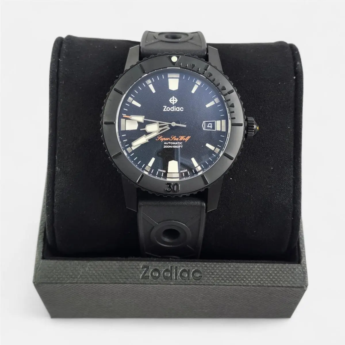 Zodiac Super Sea Wolf Compression Diver Black Automatic Watch ZO9297