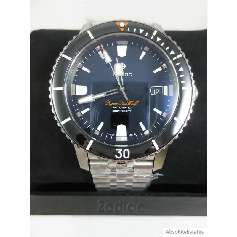 Zodiac Super Sea Wolf 53 Compression Automatic Silver Black Watch ZO9288