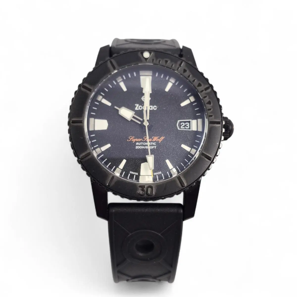 Ltd Ed Zodiac Super Sea Wolf Compression Automatic Black Diver Watch ZO9289 - Dial: Black, Band: Black, Bezel: Black