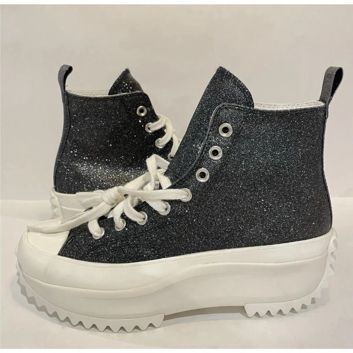Converse Run Star Hike Platform Glitter Black A07947C Women’s Size 8