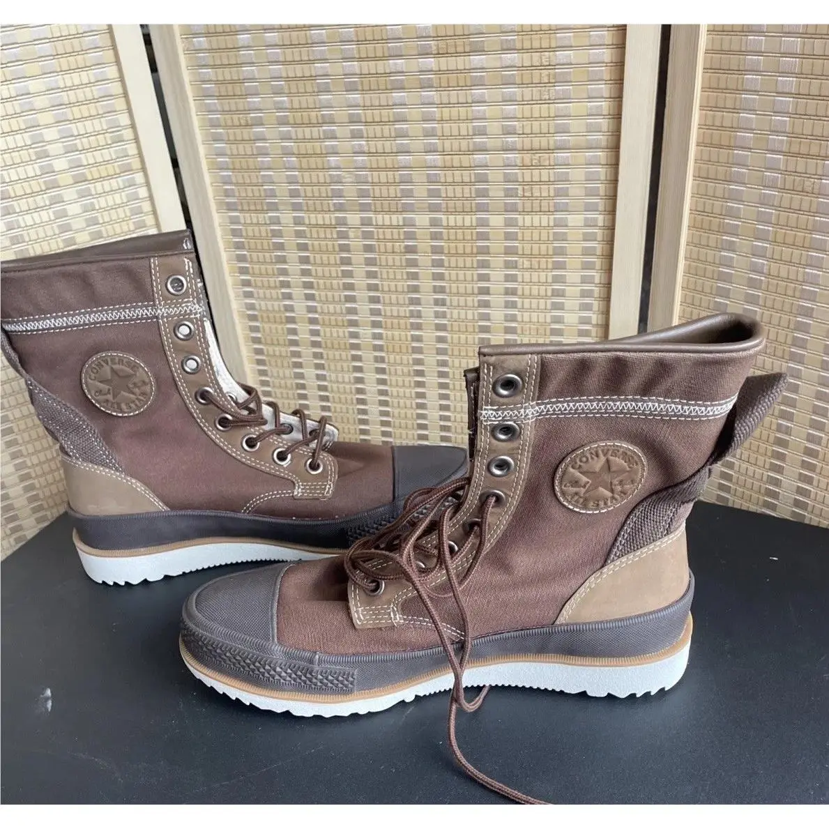 Converse Men’s 10.5 Chuck Taylor Brown Leather Boots Shoes Lace Up Dark Earth - Brown