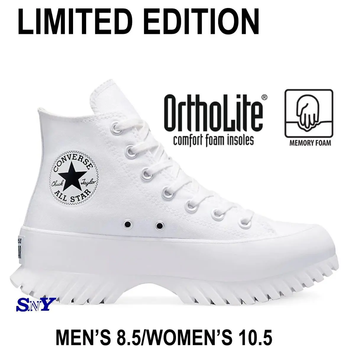 Converse Men`s Chuck Taylor All Star Lugged 2.0 White Canvas Upper Size 8.5M - White