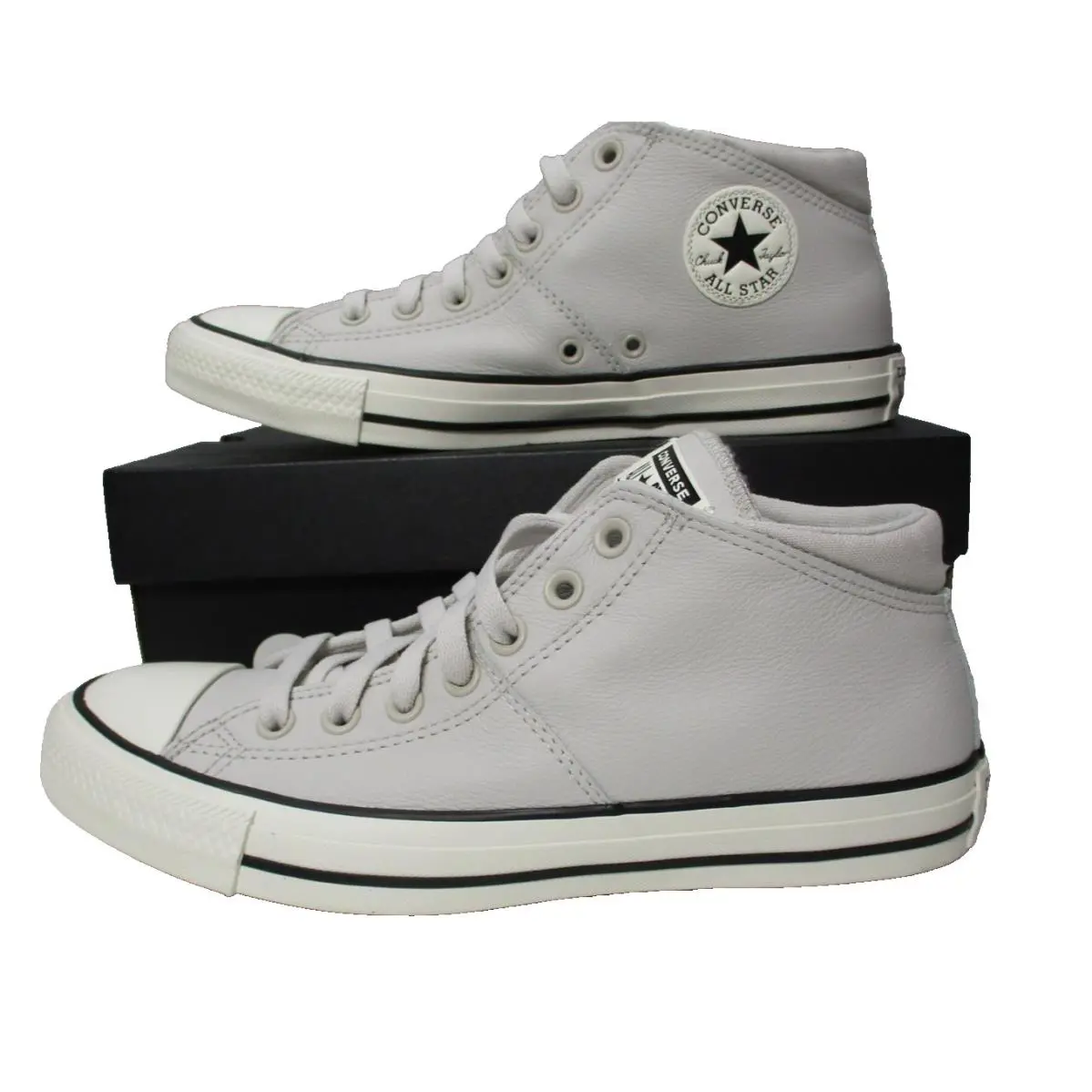 Converse Womens Sz 10 Ctas Madison Mid Gray Leather Shoes Sneakers - Gray