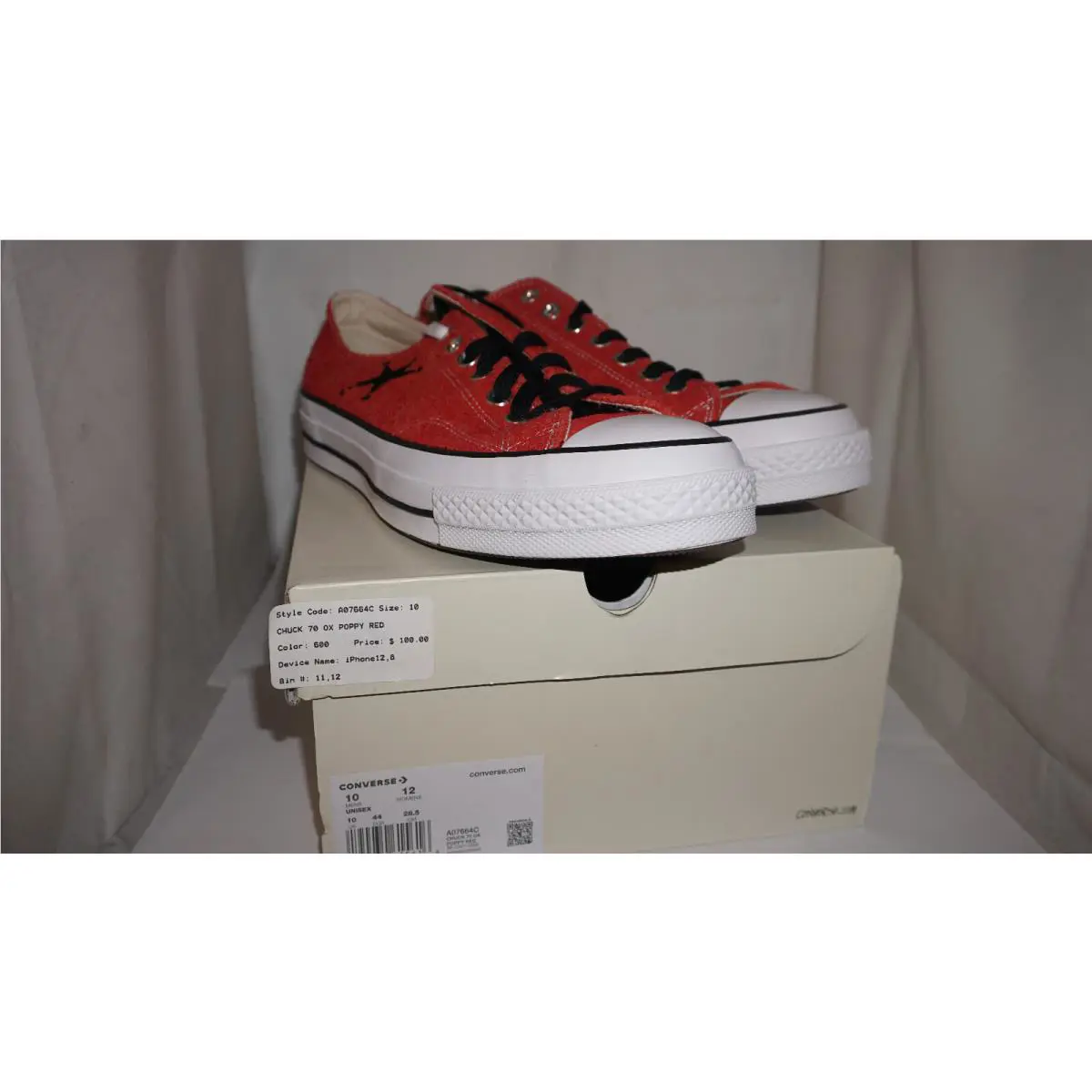 Converse shoes - Converse Chuck Taylor All Star 70 Stüssy Poppy Red Suede Size 10 - Blue High Top (UPC: 194434615616) 1